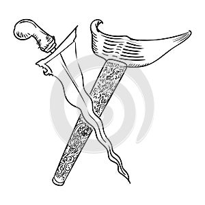 Malay Dagger or Keris Hand drawn Vector