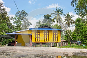 A Malay style village house in Malaysia commonly seen in the state of Johor ad Malacca