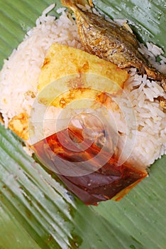 Malay traditional food in banana leaf
