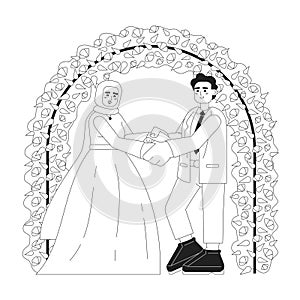 Malay wedding monochrome concept vector spot illustration