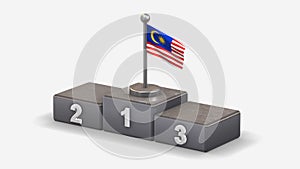 Malaysia 3D waving flag illustration on winner podium.