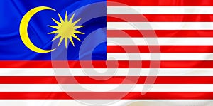Malaysia country flag on silk or silky waving texture
