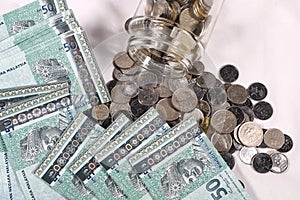 Malaysia Currency MYR: Stack of Ringgit Malaysia bank note.