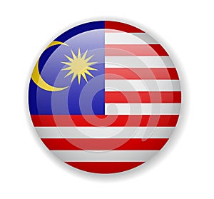 Malaysia flag round bright icon on a white background
