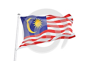 Malaysia flag waving white background 3D illustration