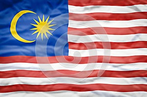 Malaysia flag on a wavy background.