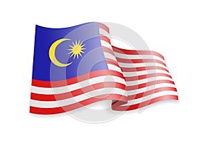 Malaysia flag in the wind. Flag on white vector illustration