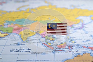 Malaysia flag on world map