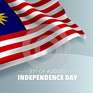 Malaysia happy independence day greeting card, banner, vector illustration