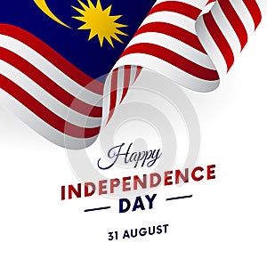 Malaysia Independence Day. 31 august. Waving flag. Vector.