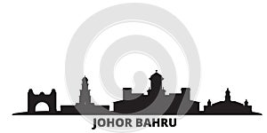 Malaysia, Johor Bahru city skyline isolated vector illustration. Malaysia, Johor Bahru travel black cityscape