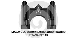 Malaysia, Johor Bahru,Johor Bahru, Istana Besar travel landmark vector illustration