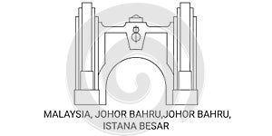 Malaysia, Johor Bahru,Johor Bahru, Istana Besar travel landmark vector illustration