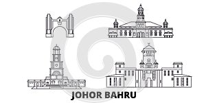 Malaysia, Johor Bahru line travel skyline set. Malaysia, Johor Bahru outline city vector illustration, symbol, travel
