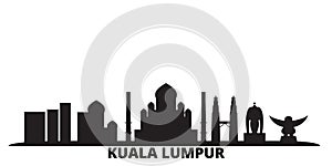 Malaysia, Kuala Lumpur city skyline isolated vector illustration. Malaysia, Kuala Lumpur travel black cityscape