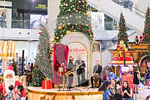 Malaysia, Kuala Lumpur - 2017 December 07: Pavilion shopping mall decorated for Christmas and New 2018 Year