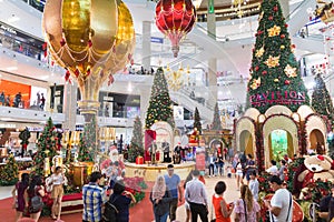 Malaysia, Kuala Lumpur - 2017 December 07: Pavilion shopping mall decorated for Christmas and New 2018 Year