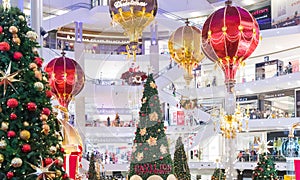 Malaysia, Kuala Lumpur - 2017 December 07: Pavilion shopping mall decorated for Christmas and New 2018 Year