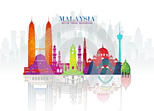 Malaysia Landmark Global Travel And Journey paper background. Vector Design Template.used for your advertisement, book, banner,