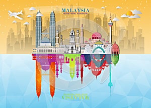 Malaysia Landmark Global Travel And Journey paper background. Vector Design Template.used for your advertisement, book, banner,