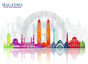 Malaysia Landmark Global Travel And Journey paper background. Vector Design Template.used for your advertisement, book, banner, t