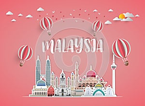 Malaysia Landmark Global Travel And Journey paper background. Vector Design Template.used for your advertisement, book, banner, t
