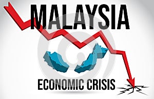 Malaysia Map Financial Crisis Economic Collapse Market Crash Global Meltdown Vector