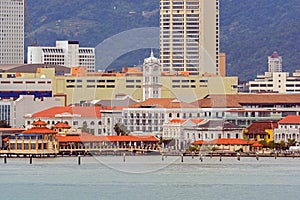 Malaysia, Penang, Pulau Pinang, Georgetown, City skyline and coast