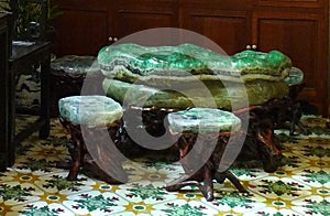 Malaysia Penang Vintage Ancient Antique Chinese Jade Furniture Treasure Nyonya Nonya Green House Mosaic Pinang Peranakan Mansion
