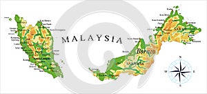 Malaysia physical map