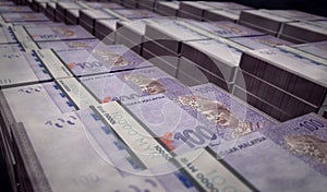 Malaysia Ringgit money banknotes print 3d illustration