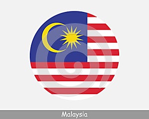 Malaysia Round Circle Flag. Malaysian Circular Button Banner Icon. EPS Vector