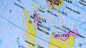 Malaysia and Singapore. Asia. Terrestrial Globe 4K