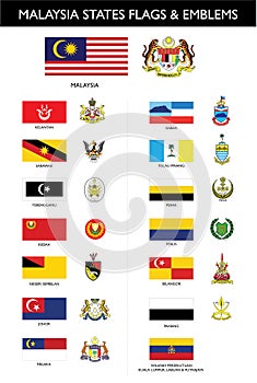 MALAYSIA STATES FLAGS & 13 EMBLEMS