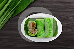 Malaysia sweet dessert with coconut known as kuih ketayap