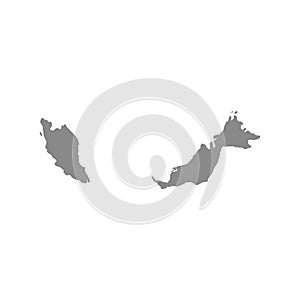 Malaysia vector map silhouette isolated on white background.