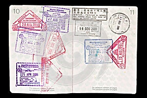 Malaysia visa stamps in passport