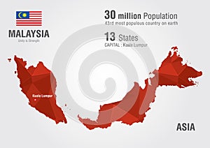 Malaysia world map with a pixel diamond texture.