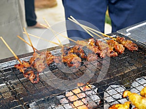 Malaysian famous traditional food called sate. Meat or chicken marinated with mix spices and grill using hot charcoal.