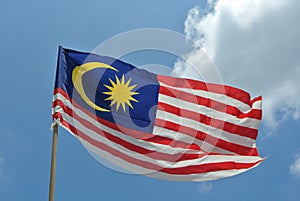 Malaysian flag in windy air