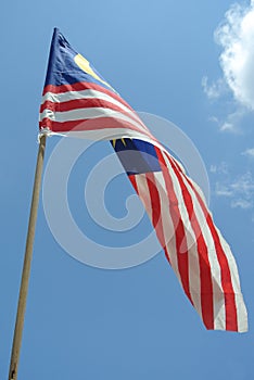 Malaysian flag in windy air