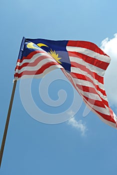 Malaysian flag in windy air