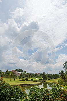 Malaysian golf court and green field