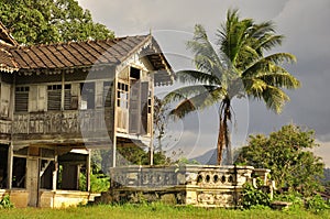 Malaysian old house, exotic landscape