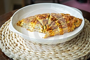 Malaysian omelete or telur dadar served on the table