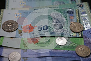 Malaysian Ringgit - Banknotes closeup