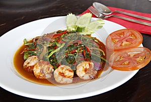 Malaysian Stir-fried kangkung with belachan seasoning, Penang style! photo