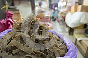 Malaysian traditional raw Fish Cracker known as KEROPOK KEPING photo