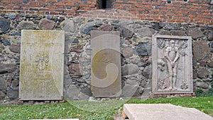 Malbork castle. Eastern Terrace, Cemetery. Modern tombstones 16-18 centuries