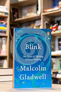 Malcolm Gladwell's Blink: The Power of Thinking Without Thinking book in the bookshop. Self-help book.